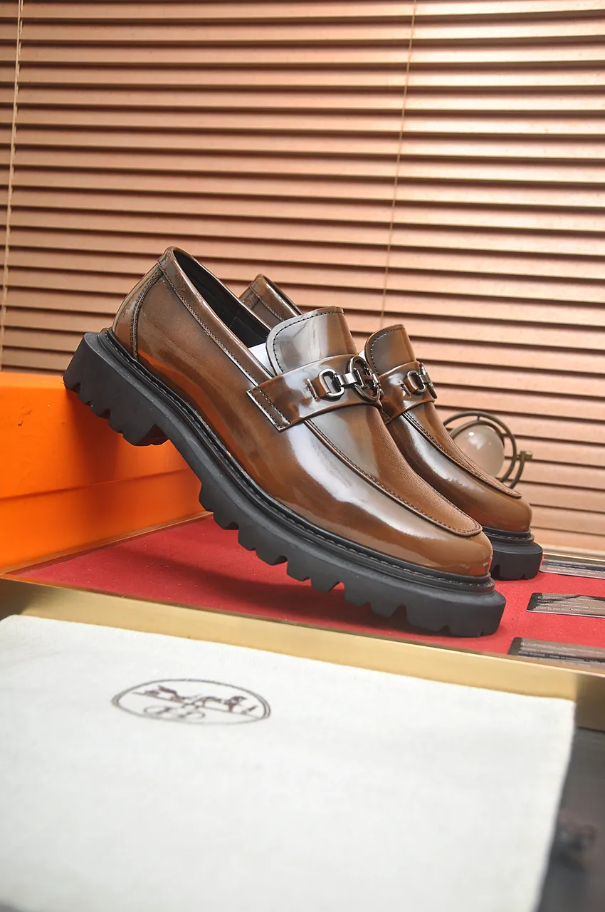 Men's men's shoes 💰720💶【[Hermes HERMES】】(High-end Niuli) New 🍀 HERMES - top version of classic casual leather shoes! Made of imported original cowhide, the inner top layer is comfortable cowhide lining! Original wear-resistant rubber foam outsole! High quality products! Code number 38-45 (45 customized)